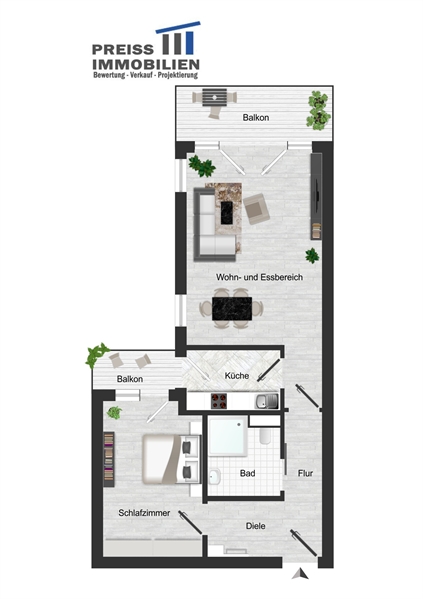 PrI 9306 Grundriss Skizze Etagenwohnung Offenbach
