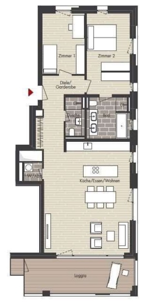 PrI 9225 Grundriss Etagenwohnung Offenbach