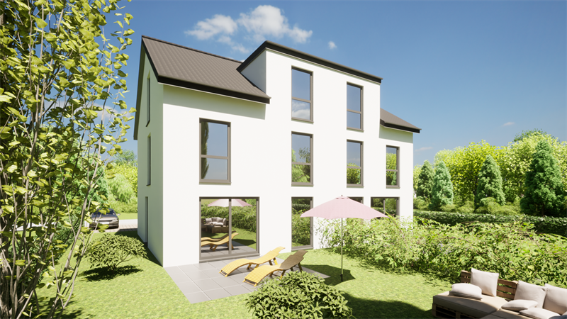 PrI 9312 Aussenansicht Garten Doppelhaush�lfte Rodgau