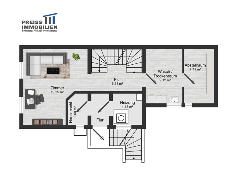 PrI 9311 Grundriss UG Skizze Einfamilienhaus Offenbach