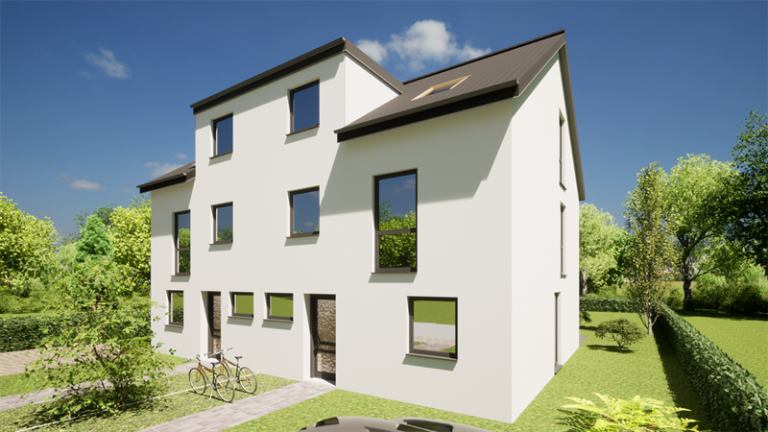 PrI 9312 Hausansicht Rodgau - Dudenhofen Doppelhaush�lfte Top moderne KfW 40 NH DHH 2 mit Terrasse und gro�em Garten in guter Lage von Rodgau!