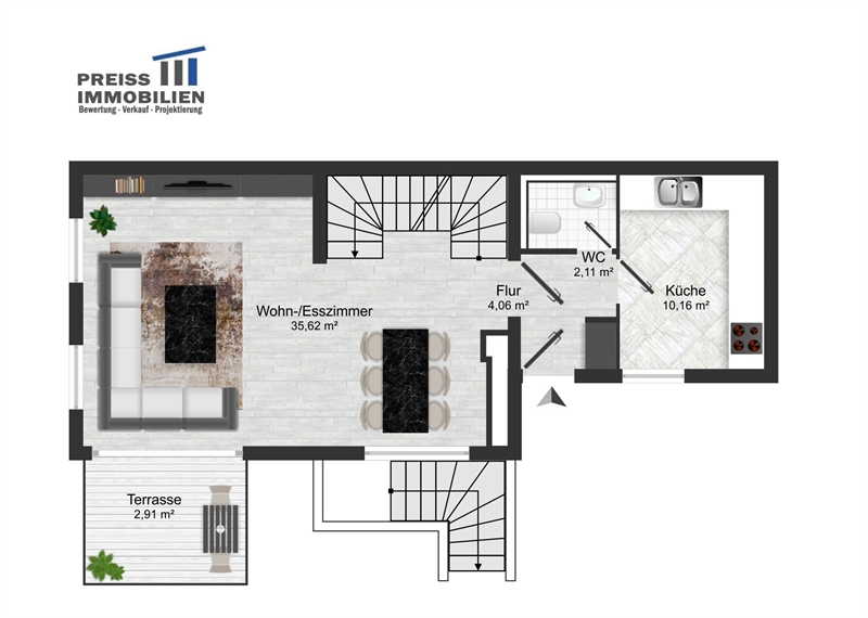 PrI 9311 Grundriss EG Skizze Einfamilienhaus Offenbach